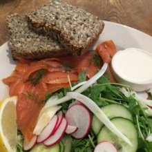 Gluten-free smoked salmon bread from Le Pain Quotidien